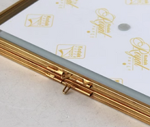 Load image into Gallery viewer, Brass Gold Metal Double Photo Frame / Rectangle /Standing portrait twin photo frame
