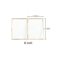 Load image into Gallery viewer, Brass Gold Metal Double Photo Frame / Rectangle /Standing portrait twin photo frame