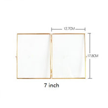 Load image into Gallery viewer, Brass Gold Metal Double Photo Frame / Rectangle /Standing portrait twin photo frame