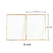 Load image into Gallery viewer, Brass Gold Metal Double Photo Frame / Rectangle /Standing portrait twin photo frame