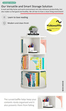 Load image into Gallery viewer, 360 Degree Round 6 Tier 5 Compartment Rotating Display Shelf Bookcase Organiser - White