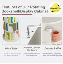 Load image into Gallery viewer, 360 Degree Round 6 Tier 5 Compartment Rotating Display Shelf Bookcase Organiser - Natural