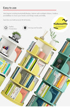 Load image into Gallery viewer, 360 Degree Round 6 Tier 5 Compartment Rotating Display Shelf Bookcase Organiser - Natural