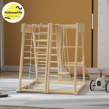 Load image into Gallery viewer, Indoor Multi-FUNction Kids Wooden Climbing Frame with Slide and Swing
