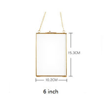 Load image into Gallery viewer, Hanging Metal Glass Picture Frame - Photo Frame for Family Wedding Photo Geometric Ornament Plant Sample Clip for Pressed Flowers Photos
