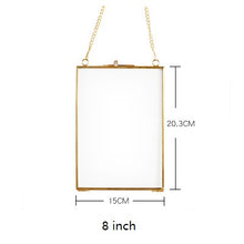 Load image into Gallery viewer, Hanging Metal Glass Picture Frame - Photo Frame for Family Wedding Photo Geometric Ornament Plant Sample Clip for Pressed Flowers Photos
