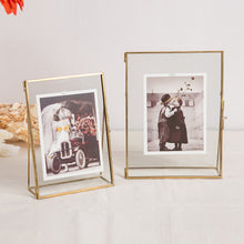 Load image into Gallery viewer, Brass Gold Metal Photo Frame / Rectangle /Standing portrait photo frame
