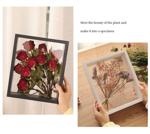 Unigift Shadow Box, Hollow Double-Sized Display, Artwork, Home Decor -Dried Flower Photo Frame - Mothers Day, Birthday, Valentine gift idea