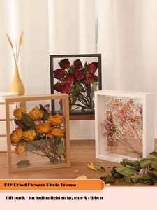 Unigift Shadow Box, Hollow Double-Sized Display, Artwork, Home Decor -Dried Flower Photo Frame - Mothers Day, Birthday, Valentine gift idea